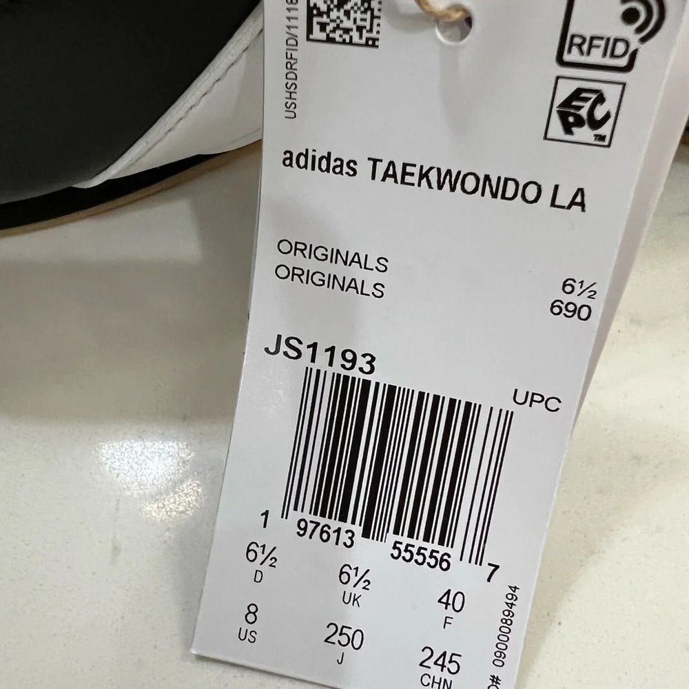 adidas Women's Black Sneakers with White Stripes - Picture 12 of 13